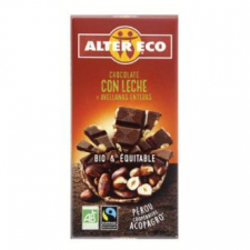 Altereco Chocolate Con Leche Y Avellanas Enteras 100 G  Bio