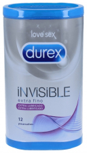 Preservativo Durex Invisible Extra Lubricado 12 Unidades
